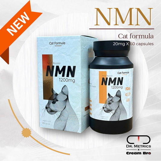 Extend your pet's time with DR.METRICS x Cream Bro Pet NMN Cat Formula 20mg per capsule