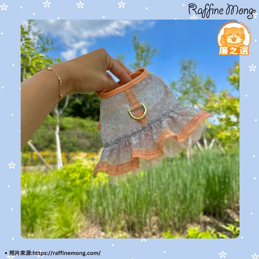 韓國碎花薄紗狗狗胸背裙